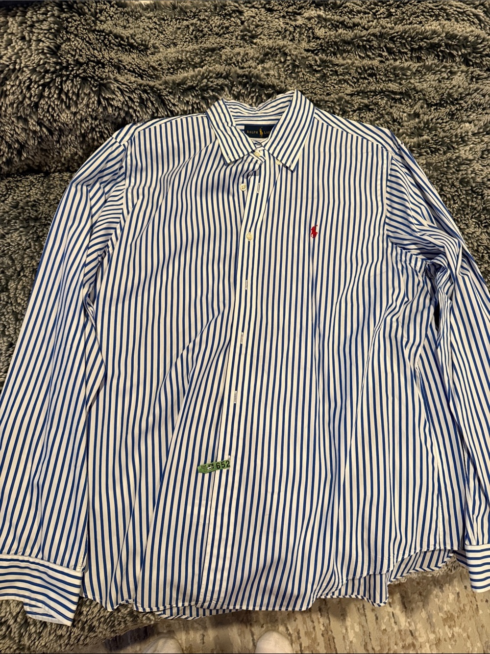 Ralph Lauren Blue and White Vertical Stripe Button-Up Shirt
